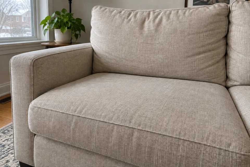 Coffee marks on woven upholstery - after - AI-created illustration